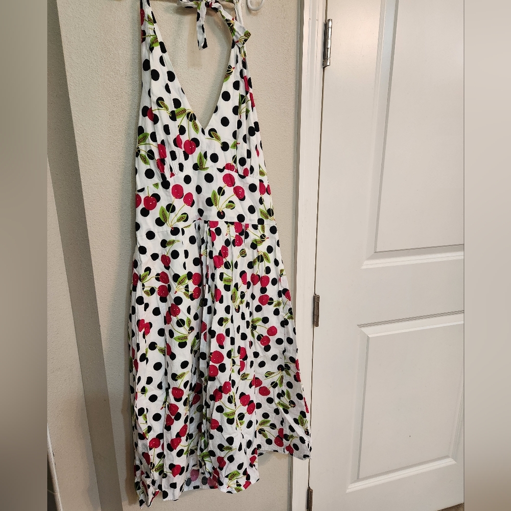 🍒 Size Large Tatyana Polka dot cherry print pinup girl clothing style dress 🍒